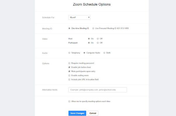 Планирование с помощью Zoom Scheduler